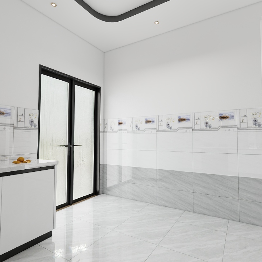 Gạch ốp tường men kính xám trắng điểm hoa văn TP - GZNZG - 30x60