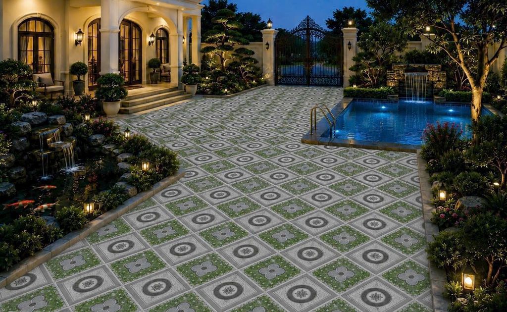 Gạch lát nền sân vườn hoa văn xám GR-MTZX 50x50