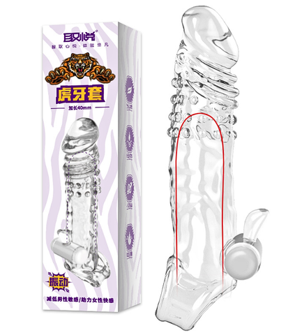 Bao cao su Aichao Răng hổ dài 18 cm rung mạnh ở gốc dùng pin