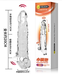 Bao cao su Meleon Steel Cannon dài 20 cm rung mạnh ở đầu và gốc dùng pin Bộ răng sói