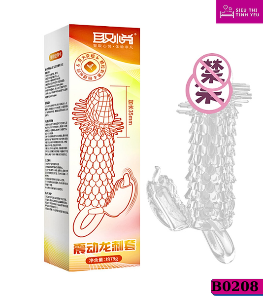 Bao cao su Aichao dài 14cm có rung đầu trơn thân vân vảy rồng