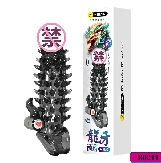 Bao cao su Meleon dài 18.2cm có gai có rung -  Bộ răng rồng 2025