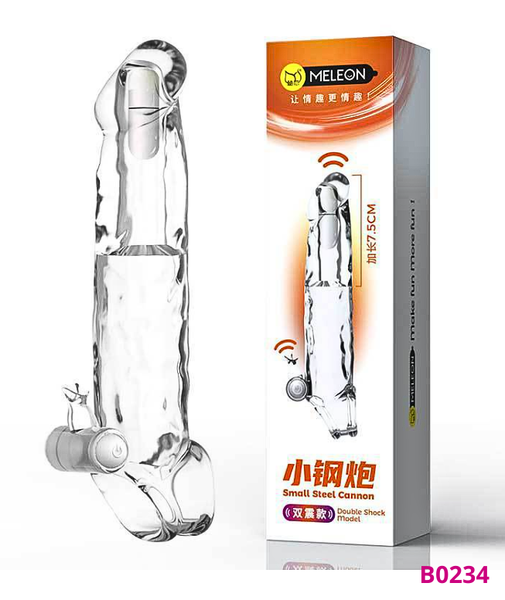 Bao cao su Meleon Steel Cannon dài 20 cm rung mạnh ở đầu và gốc dùng pin Bộ răng sói