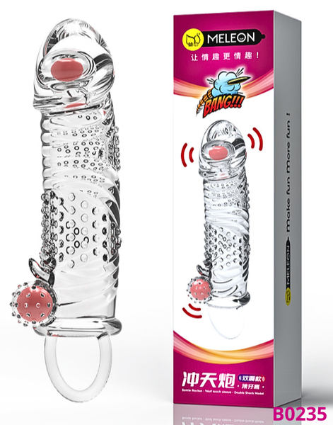 Bao cao su Meleon Sky Cannon dài 19.4 cm có hạt gai rung mạnh