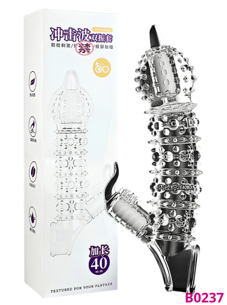 Bao cao su Jiuuy Răng sói lưỡi liếm hạt to dài 19.8 cm rung kép mạnh
