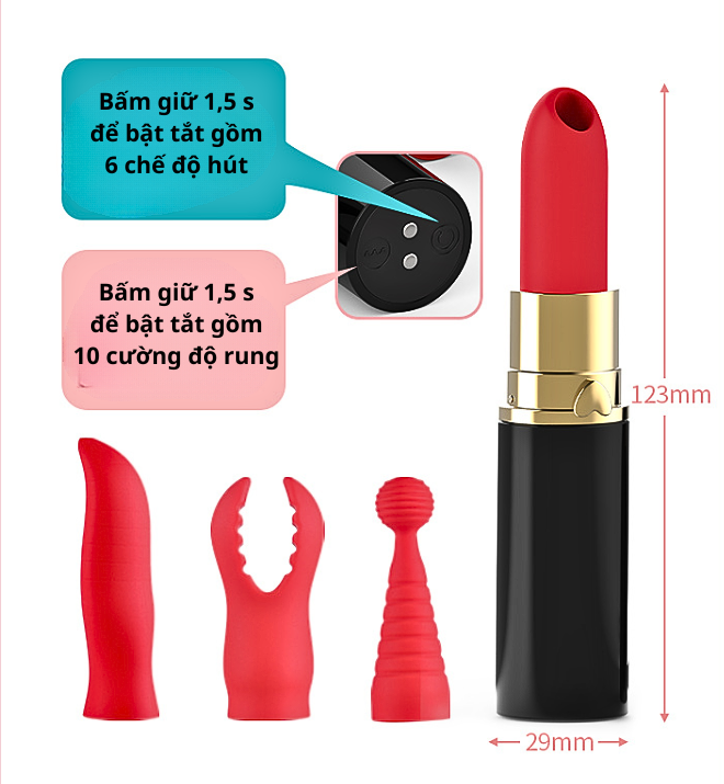 Trứng rung Lucy Maig hình thỏi son 16 chế độ rung hút nhỏ gọn pin sạc