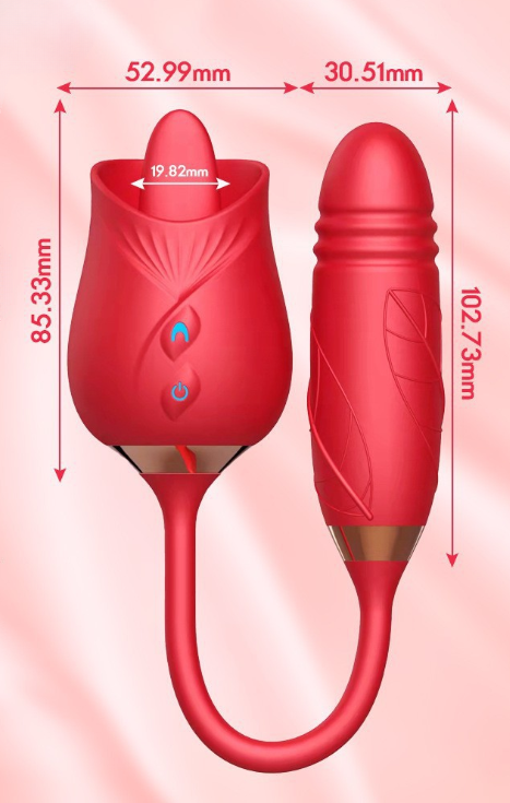 Trứng rung Hoa hồng 2 đầu 10 chế độ liếm, rung thụt dùng pin sạc