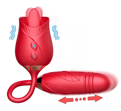 Trứng rung Hoa hồng 2 đầu 10 chế độ liếm, rung thụt dùng pin sạc