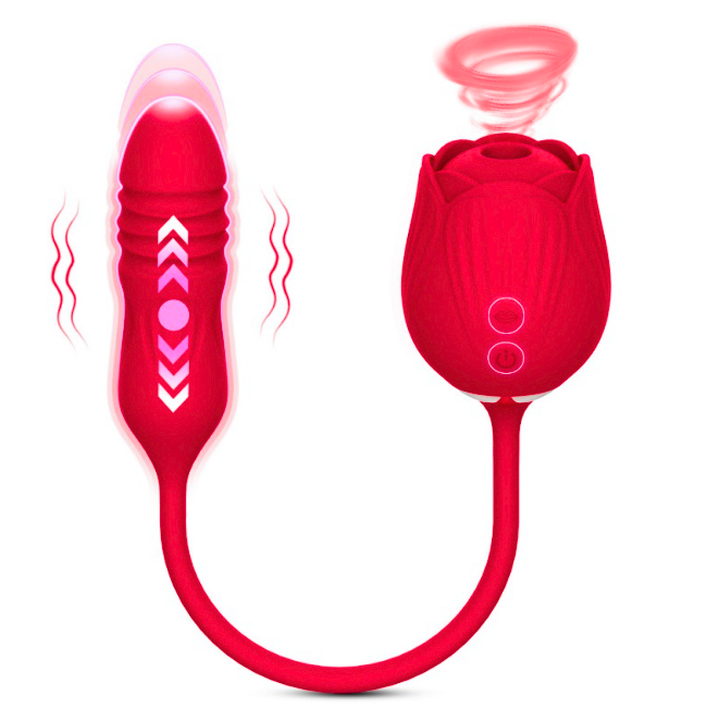 Trứng rung Hoa hồng 2 đầu 10 chế độ rung dùng pin sạc