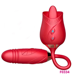 Trứng rung Hoa hồng 2 đầu 10 chế độ liếm, rung thụt dùng pin sạc