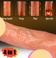 Dương vật giả cao cấp Sameyo Body Safe dính tường có bìu  rung thụt 7 tầng số tỏa nhiệt làm ấm pin sạc