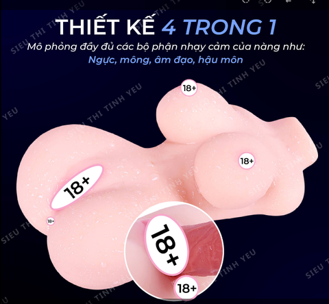 Âm đạo giả kèm ngực 01 nguyên khối silicon mềm mịn 1,1 ký