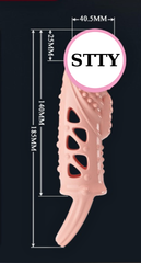 Bao cao su Pretty Love Penis Sleeve Cecelia dài 18.5cm màu da có quai đeo rung ở thân dùng pin