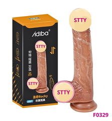 Dương vật giả dính tường Rocky Adiba  có bìu xoay rung thụt 9 chế độ tỏa nhiệt dùng pin sạc