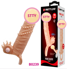 Bao cao su Pretty Love Penis Sleeve Conner dài 17cm màu da có quai đeo rung mạnh ở gốc dùng pin