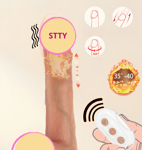 Dương vật giả cao cấp Sameyo Body Safe dính tường có bìu  rung thụt 7 tầng số tỏa nhiệt làm ấm pin sạc