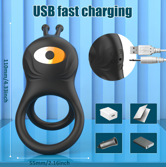 Vòng đeo Nezha Massager Cock Ring kéo dài thời gian rung 10 chế độ gia tăng khoái cảm pin sạc