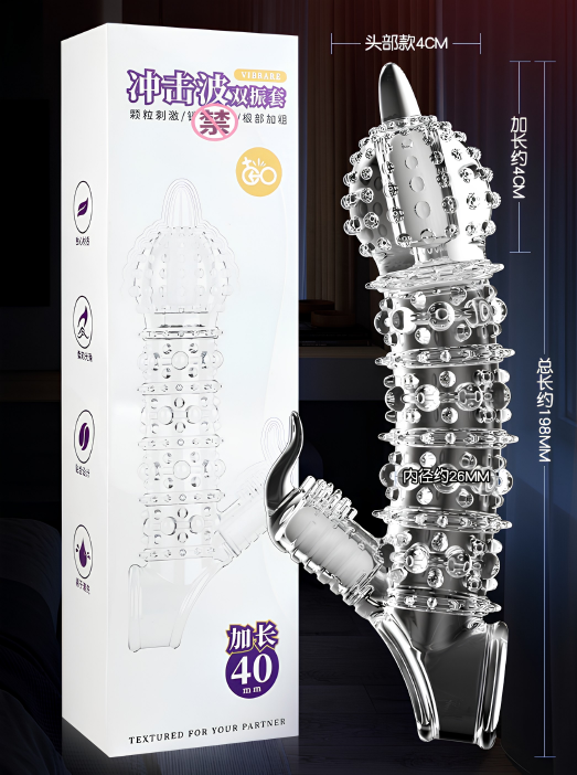 Bao cao su Jiuuy Răng sói lưỡi liếm hạt to dài 19.8 cm rung kép mạnh