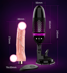 Dương vật giả dính tường Dibe Black Whirlwind Top Cannon 7 chế độ rung thụt tỏa nhiệt điều khiển từ xa dùng sạc