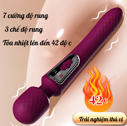 Chày rung 2 đầu Chuchen Wand AV Stick massage điểm G 10 chế độ rung tỏa nhiệt dùng pin sạc