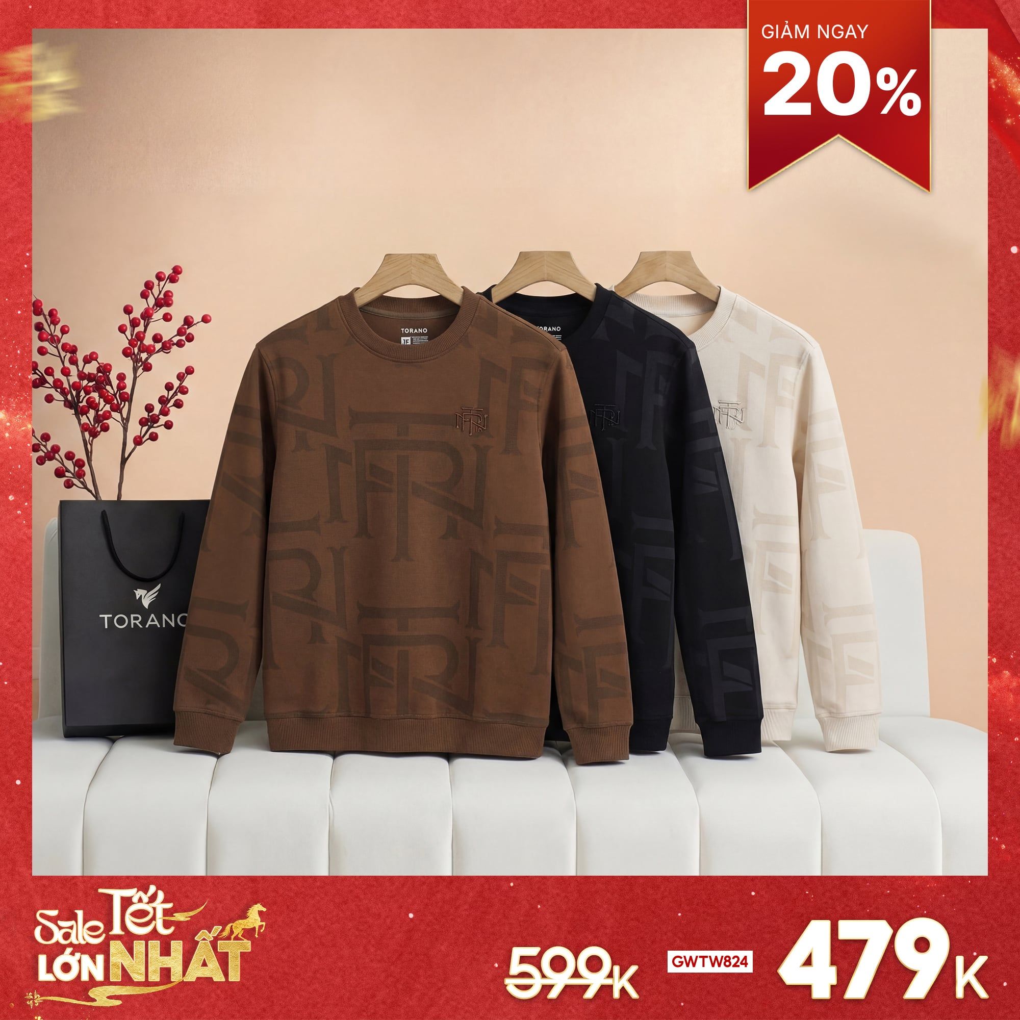  Áo nỉ họa tiết in tràn GWTW824 