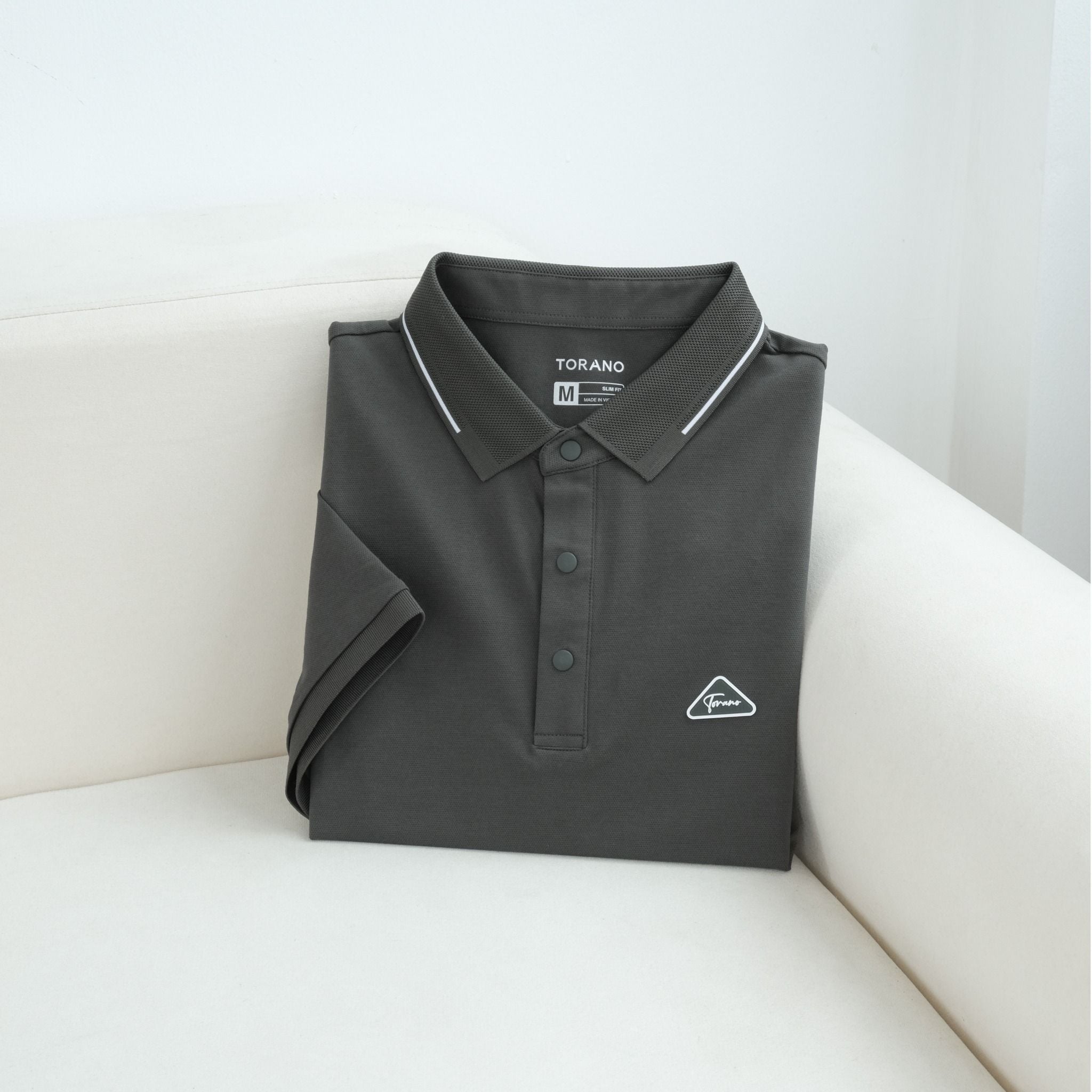  Áo polo trơn kẻ in logo ngực GSTP846 