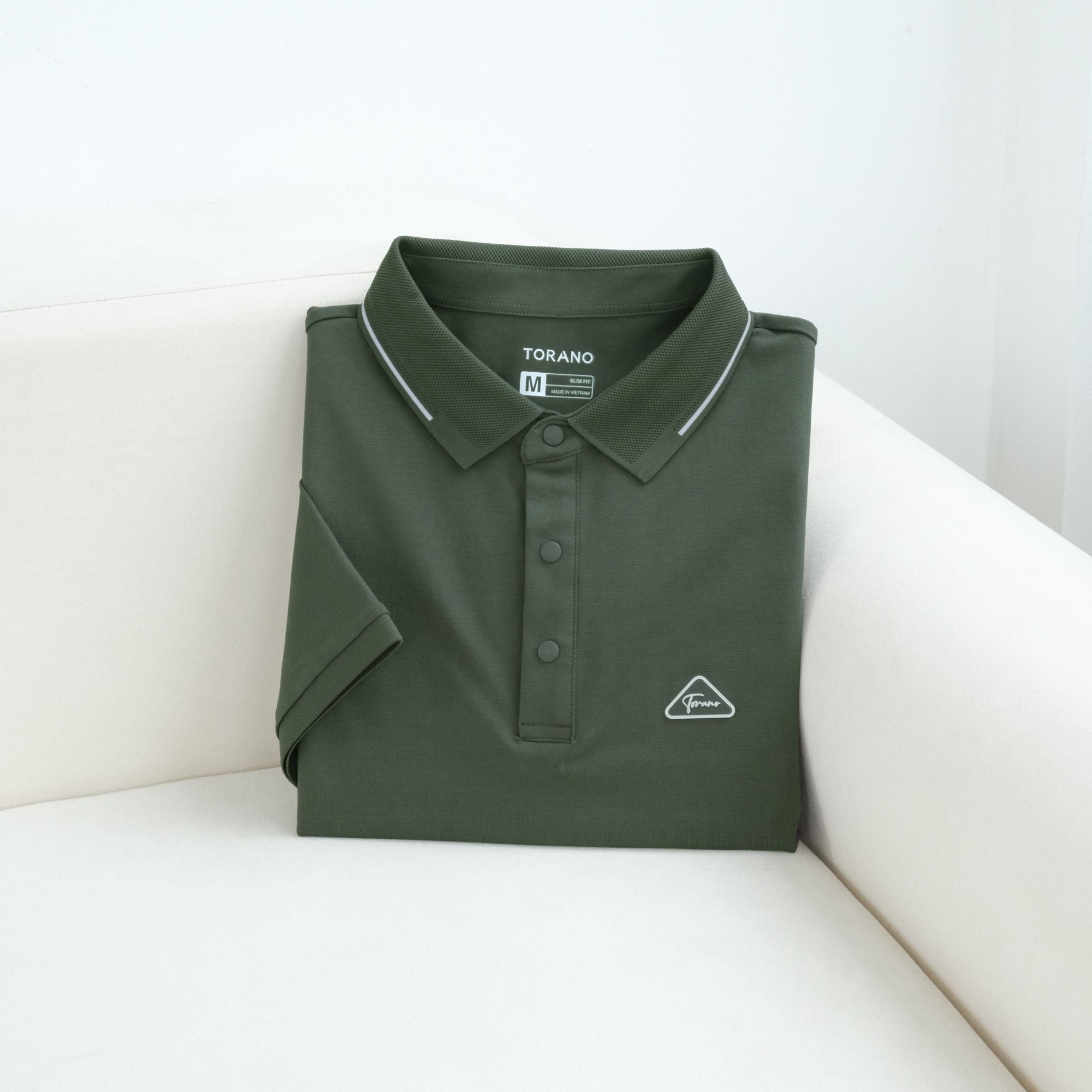  Áo polo trơn kẻ in logo ngực GSTP846 