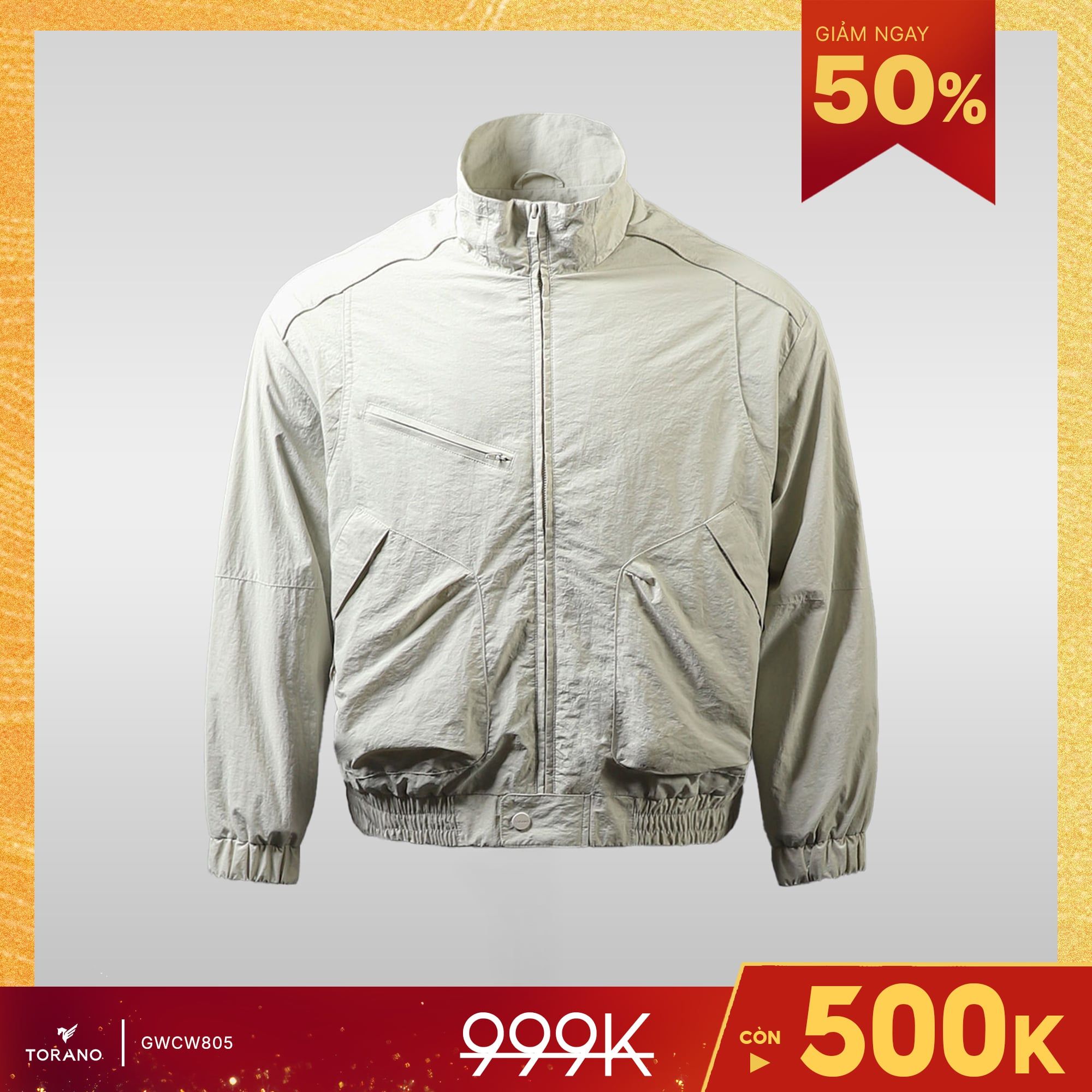  Áo khoác gió 2 lớp relaxedfit cổ cao logo thêu GWCW805 