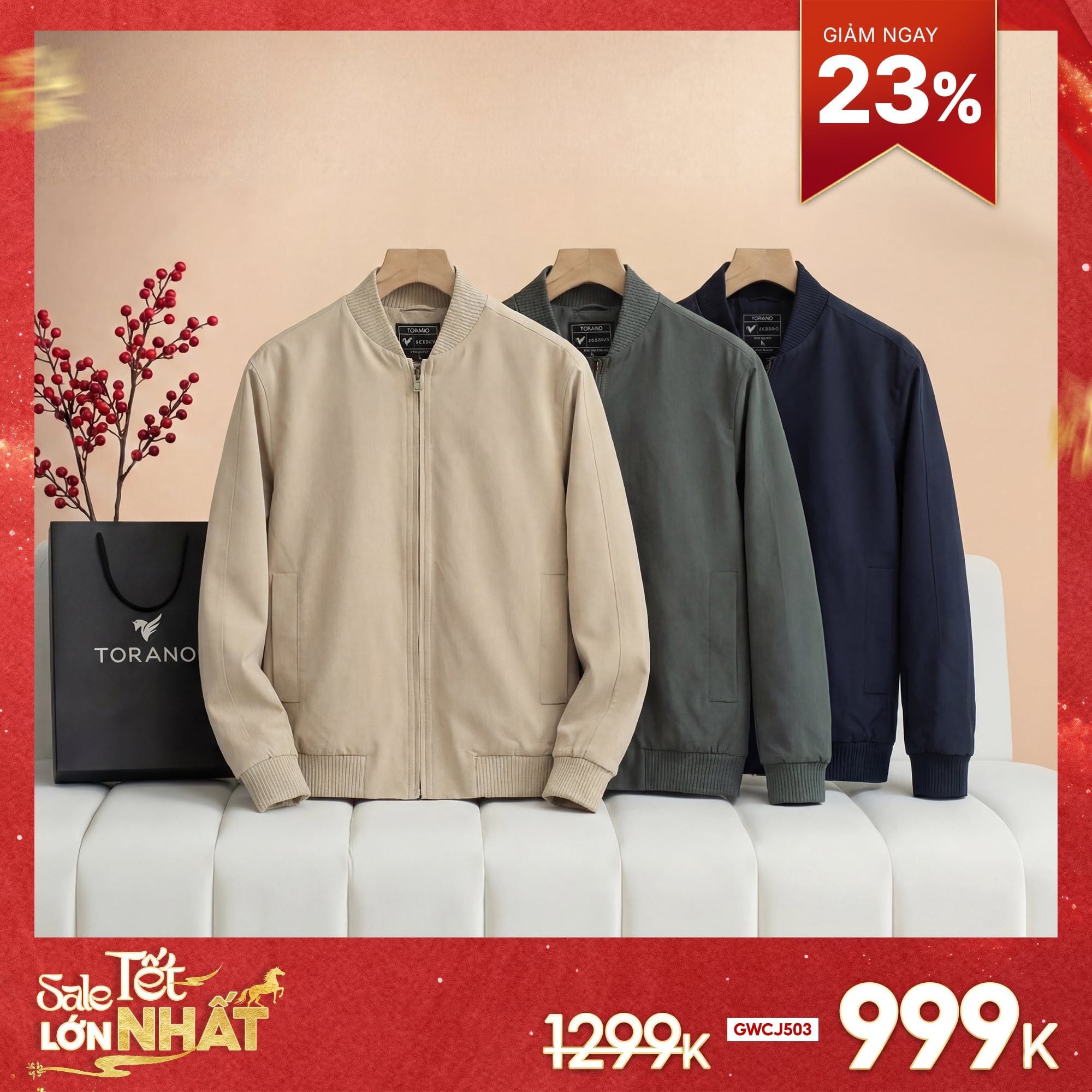  Áo khoác khaki 2 lớp chần bông cổ bomber thêu logo mặt sau GWCJ503 