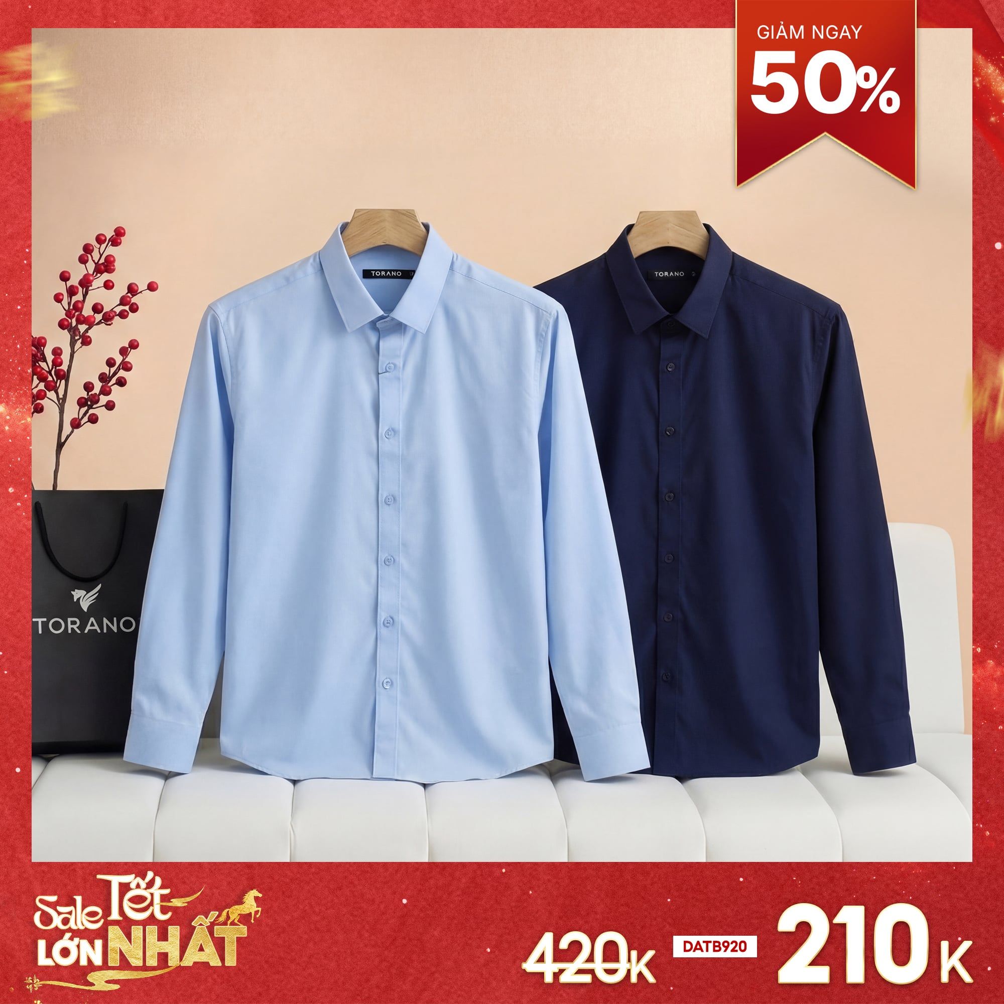  Áo sơ mi dài tay trơn Bamboo DATB920 