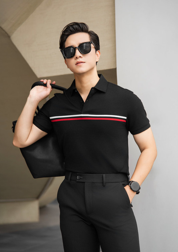 Áo polo kẻ bo tay phối màu GSTP067 — ảnh phẳng