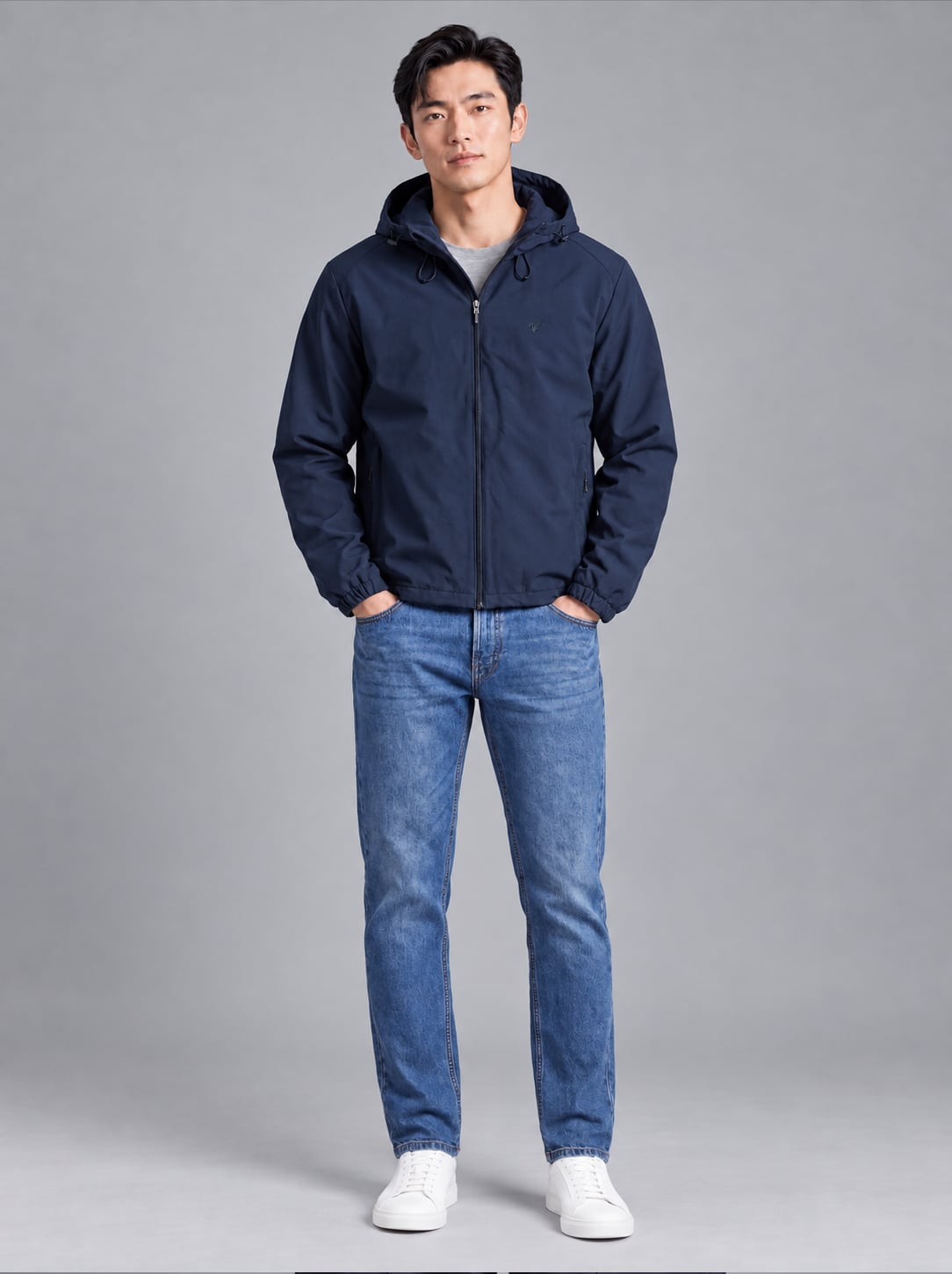 Áo khoác nam gió 2 lớp mũ Hyper Jacket Total Shield EWCW001 — ảnh phẳng
