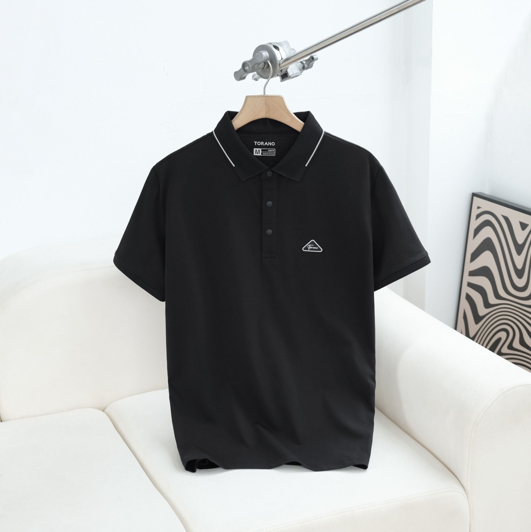  Áo polo trơn kẻ in logo ngực GSTP846 