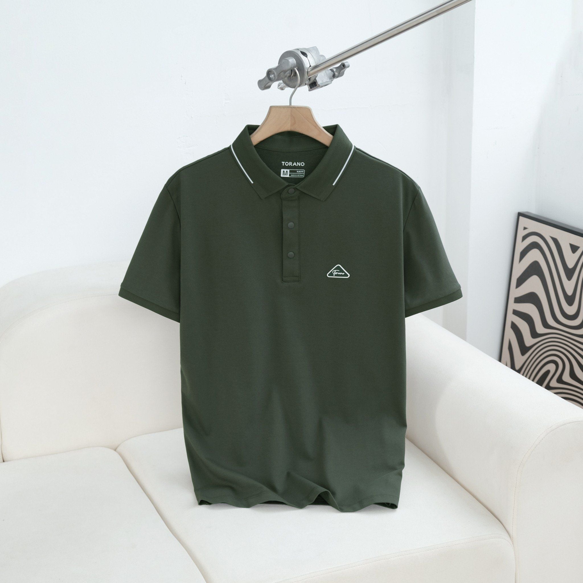  Áo polo trơn kẻ in logo ngực GSTP846 