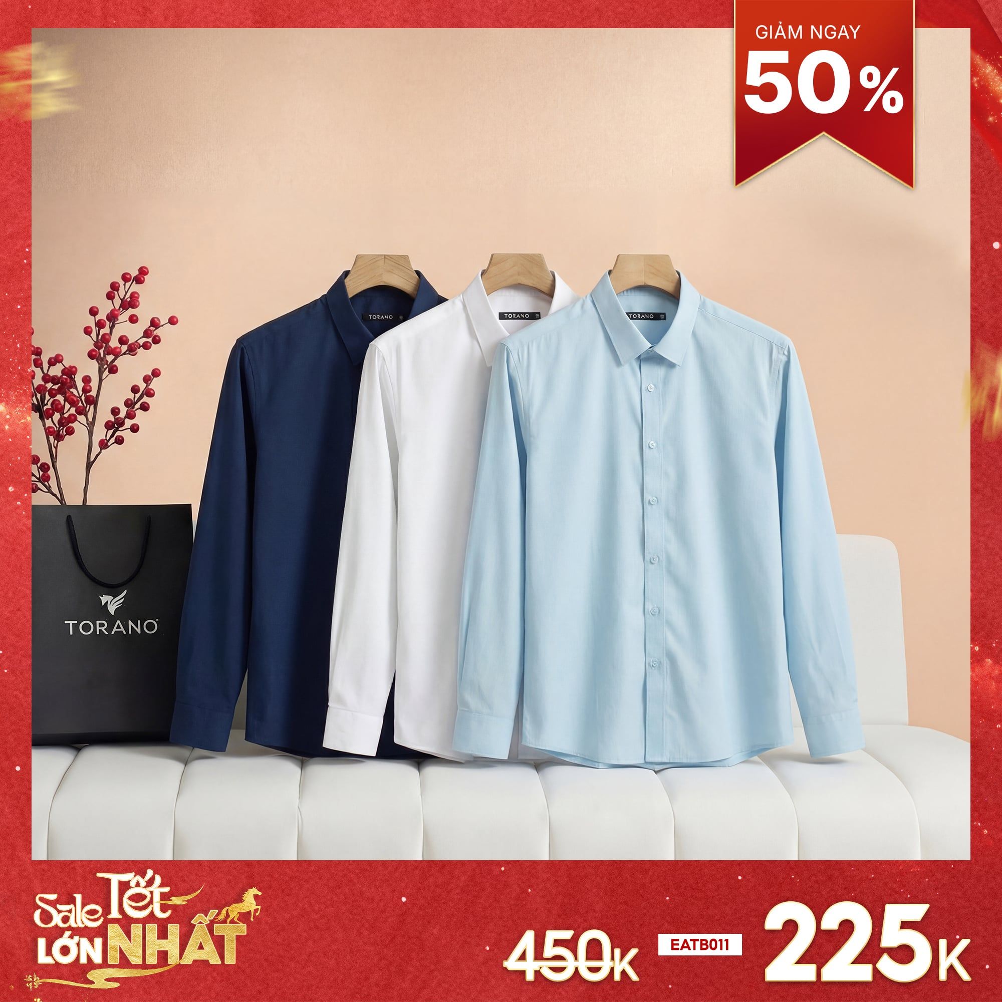  Sơ mi dài tay trơn dệt hiệu ứng EATB011 