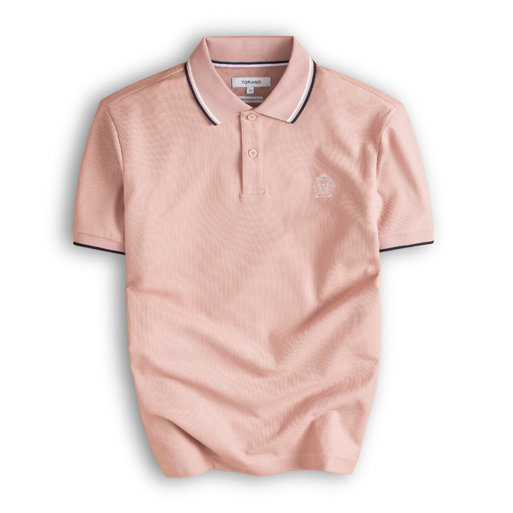  Áo polo trơn bo tay kẻ thêu logo ngực GSTP602 