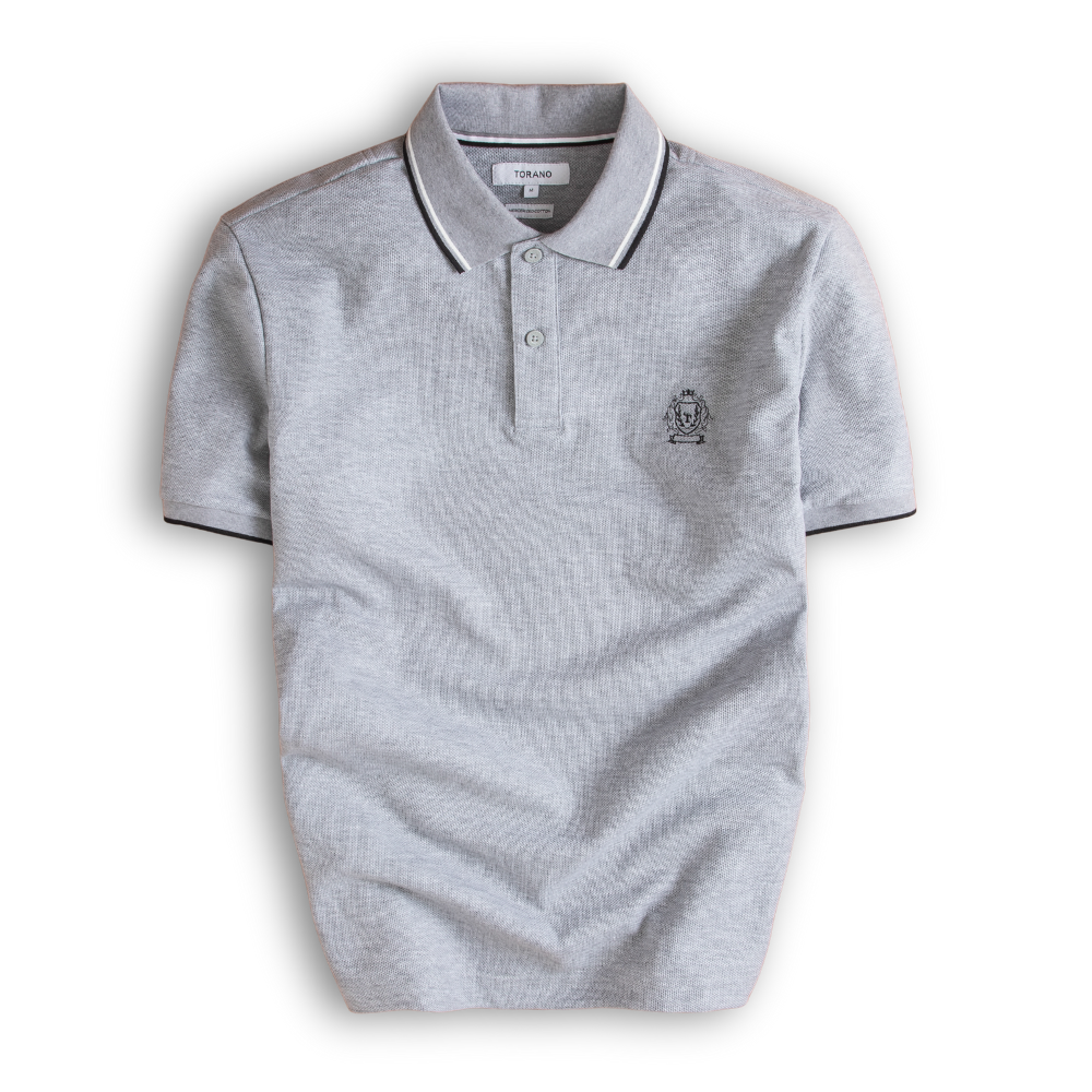  Áo polo trơn bo tay kẻ thêu logo ngực GSTP602 