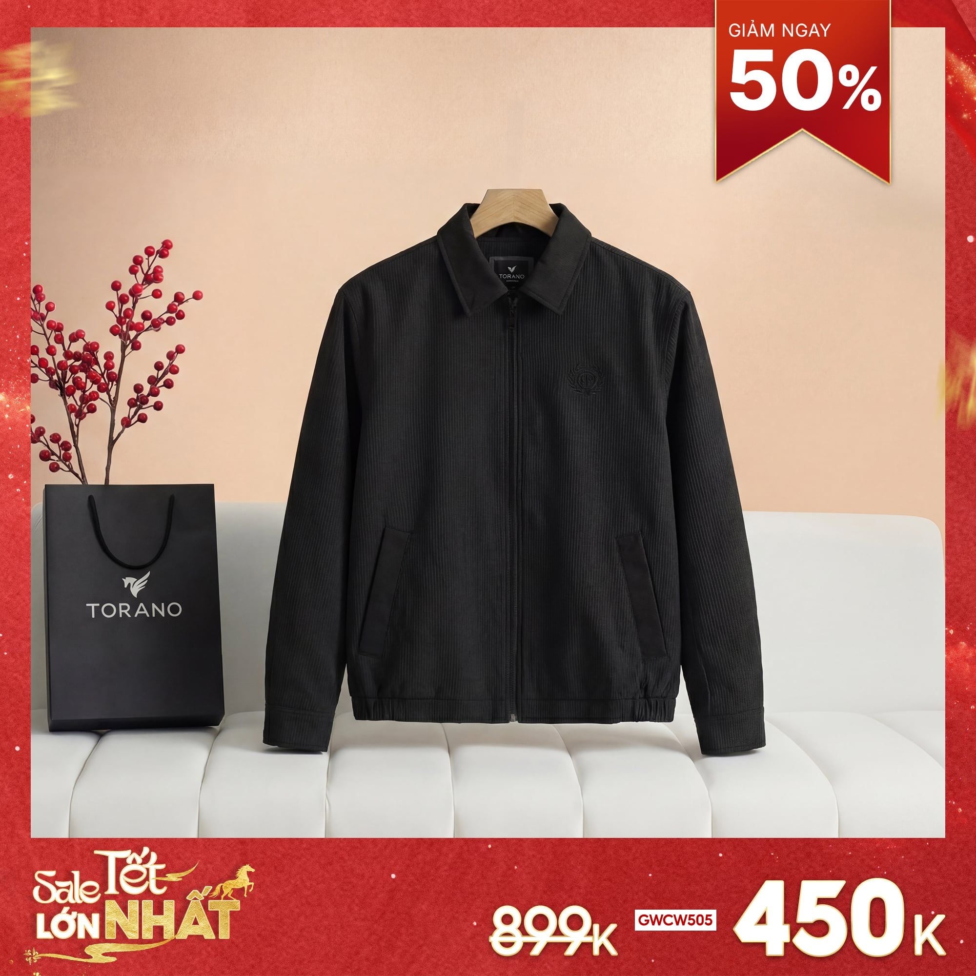  Áo khoác gió 2 lớp cổ bẻ thêu logo GWCW505 