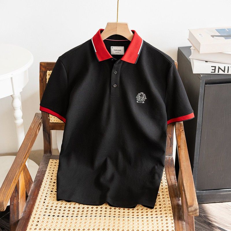  Áo polo trơn bo kẻ thêu logo ngực GSTP643 