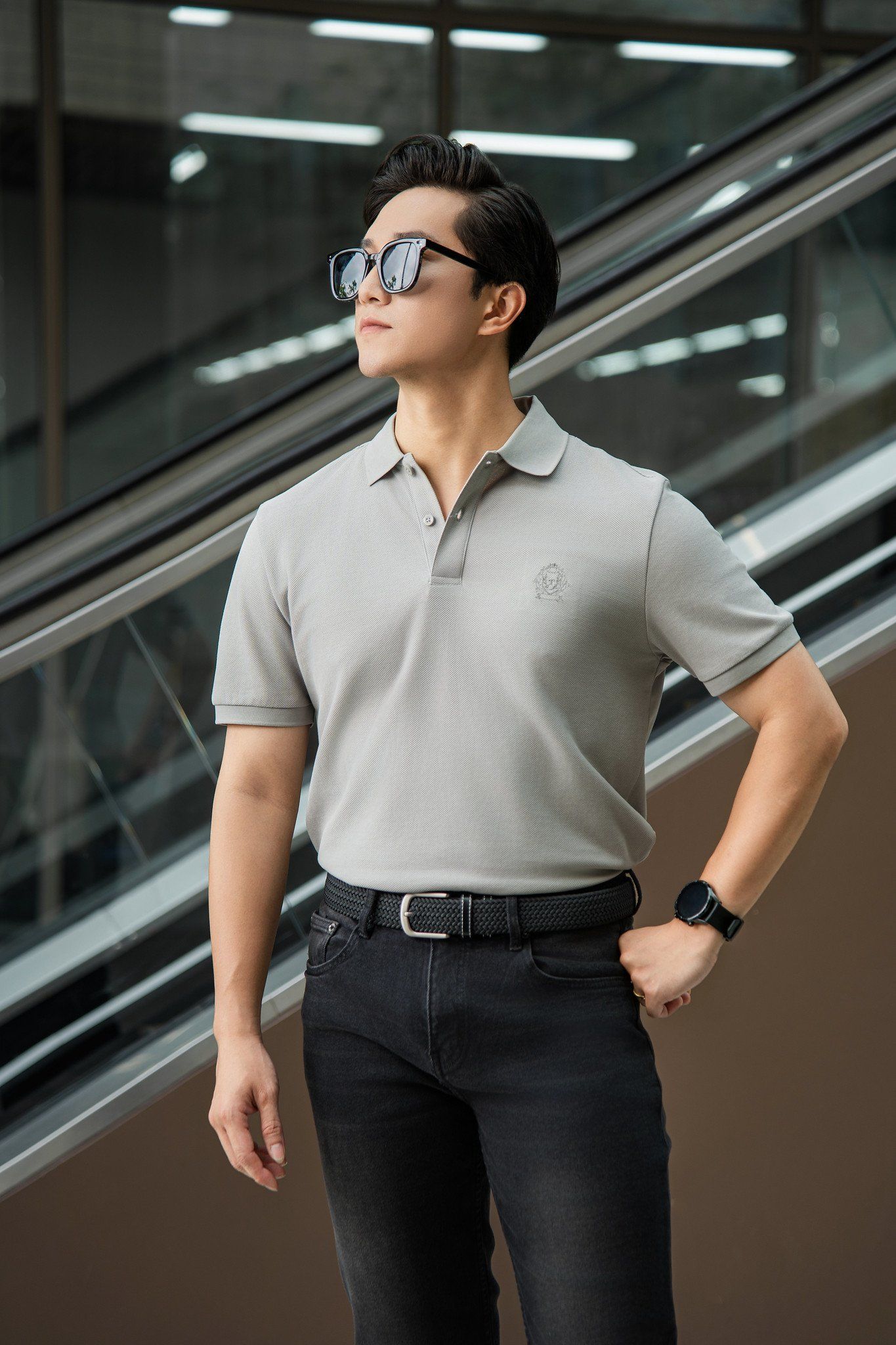  Áo polo trơn thêu logo ngực GSTP601 