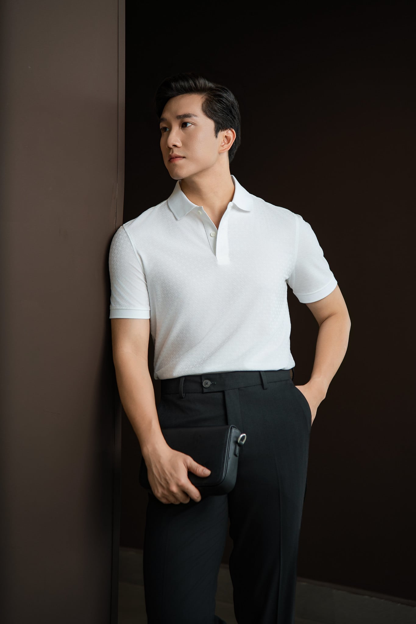 Áo polo trơn vải họa tiết GSTP651 — ảnh phẳng