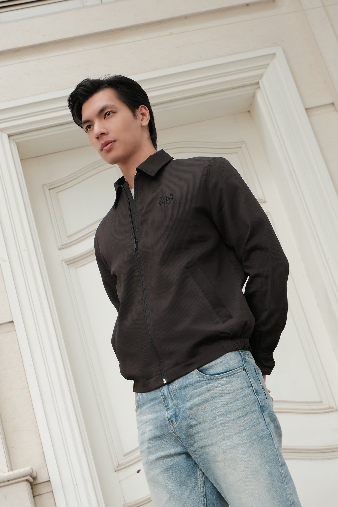  Áo khoác gió 2 lớp cổ bẻ thêu logo GWCW505 