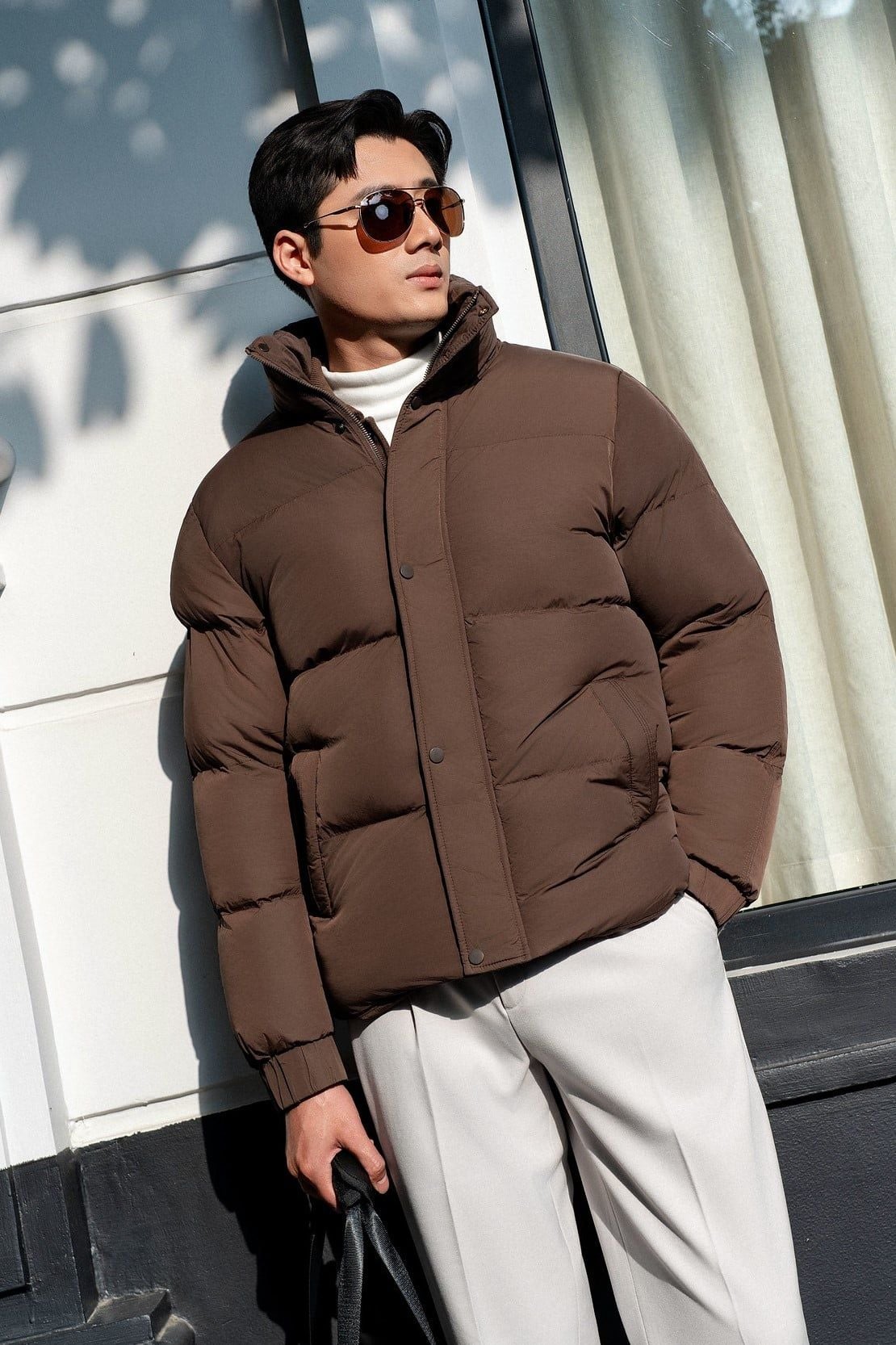  Áo khoác phao 3 lớp trơn chần bông cổ cao GWCF302 