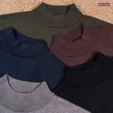  Áo len trơn cổ trụ thêu logo ngực GWTE824 