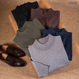  Áo len trơn cổ trụ thêu logo ngực GWTE824 