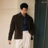  Áo khoác da lộn basic cổ bẻ cúc khắc logo GWCL501 