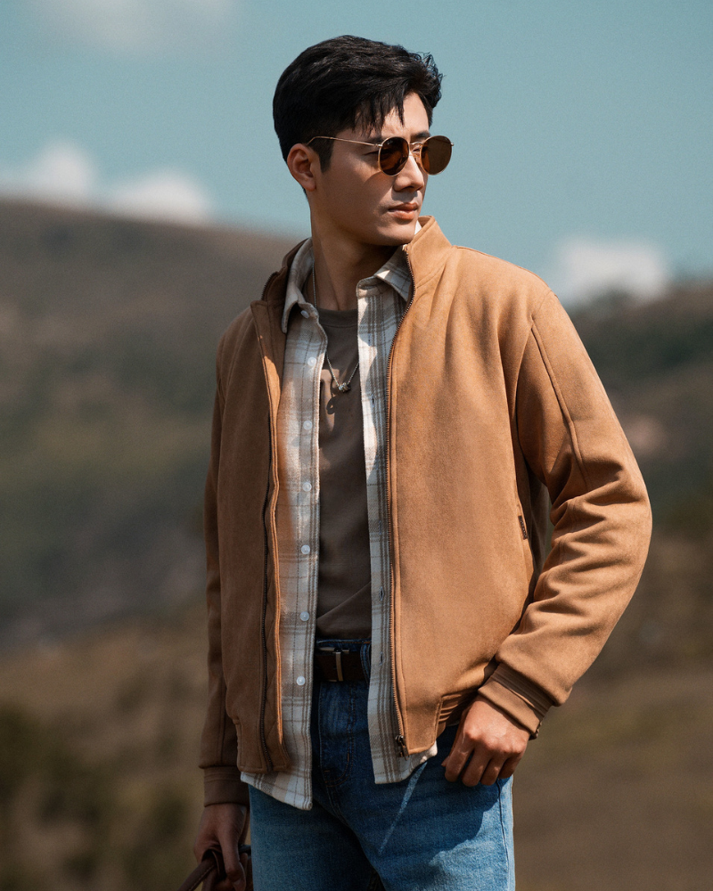  Áo khoác da lộn basic cổ cao FWCL002 