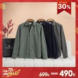  Sơ mi dài tay nhung tăm regularfit thêu logo ngực GATB301 