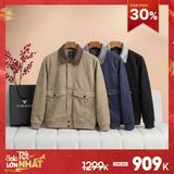  Áo khoác da lộn basic cổ bẻ cúc dập logo GWCL502 