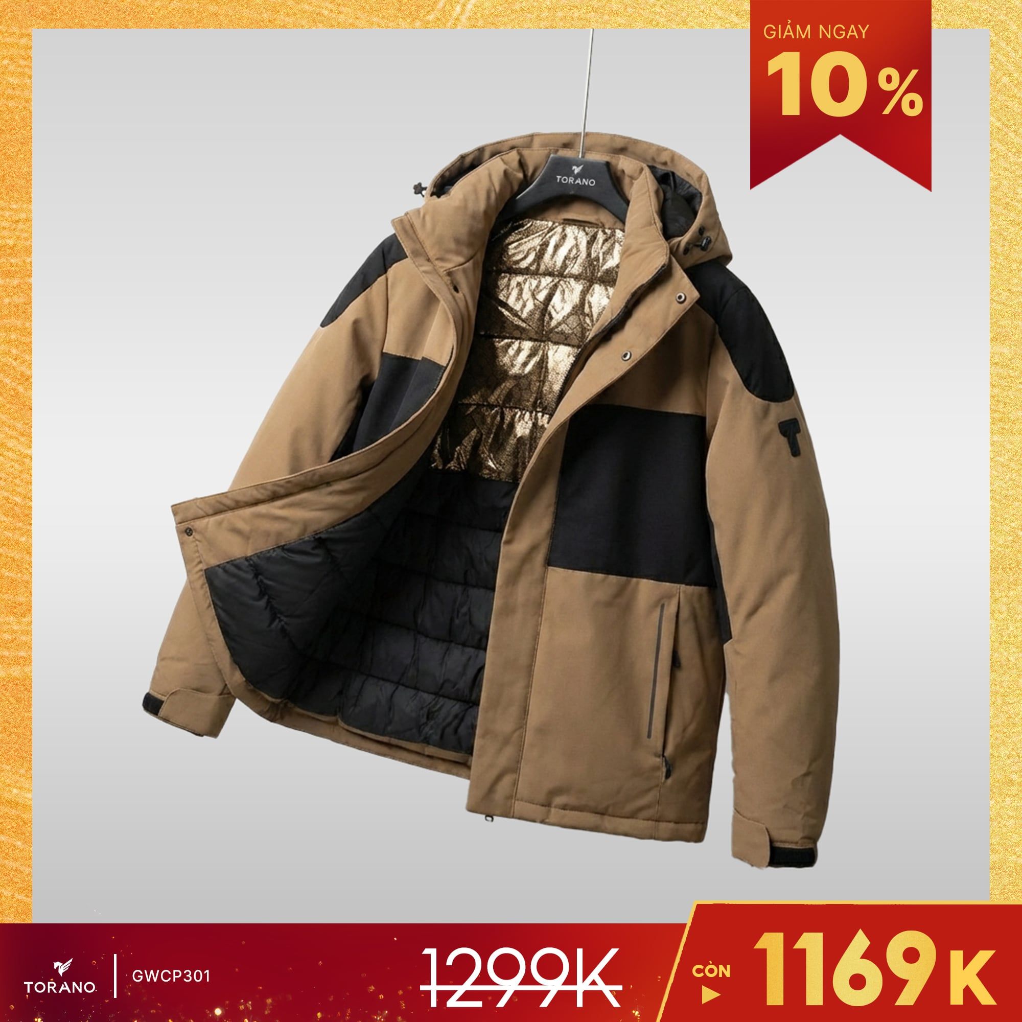  Áo khoác 3 lớp lót bông mũ liền GWCP301 